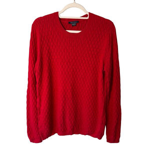 Tommy Hilfiger Vibrant Red Knit Sweater Size L Cozy Holiday Fall Winter Classic